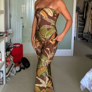 Tropical Print Wide-Leg Jumpsuit
